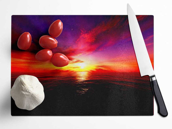 Sunset In Another World Glass Chopping Board