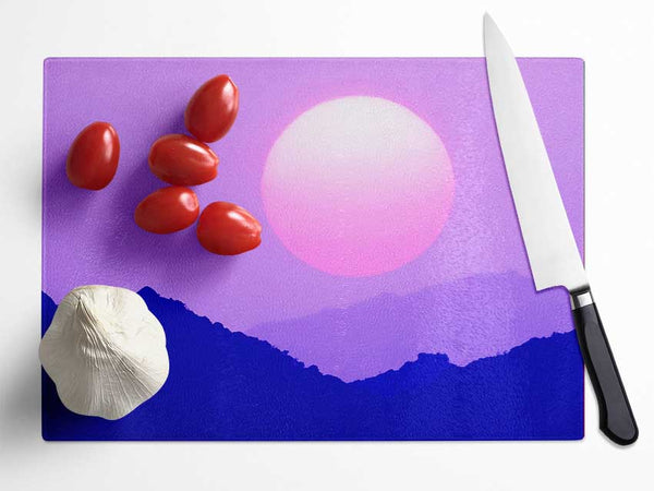 Huge Sun Over The Mountain Tops Purple Glass Chopping Board