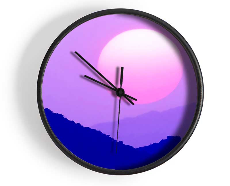 Huge Sun Over The Mountain Tops Purple Clock - Wallart-Direct UK