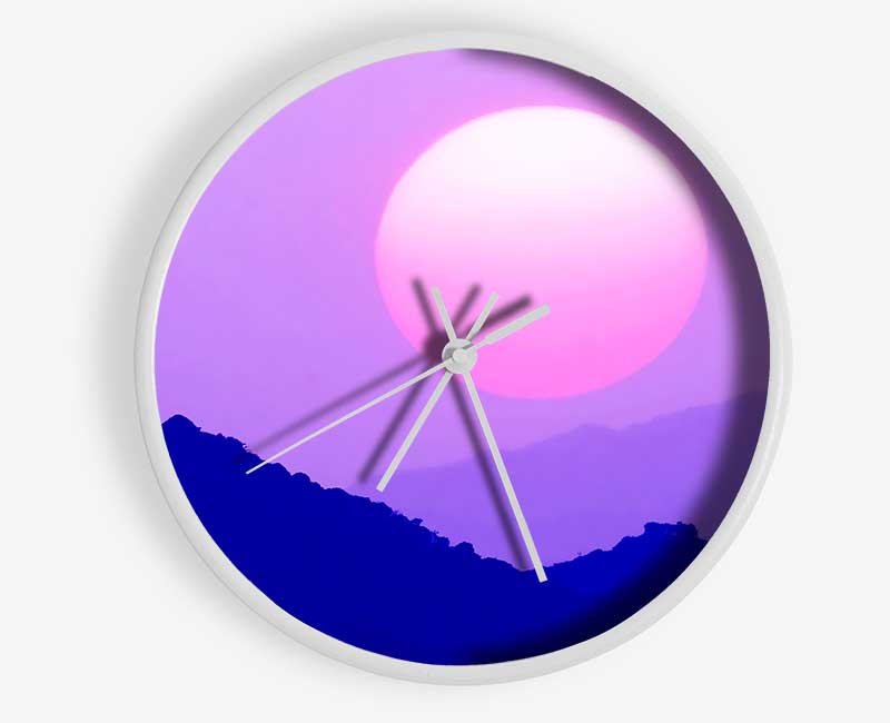 Huge Sun Over The Mountain Tops Purple Clock - Wallart-Direct UK