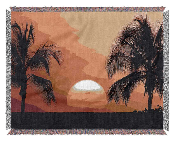 Sun Between The Palmtrees Woven Blanket