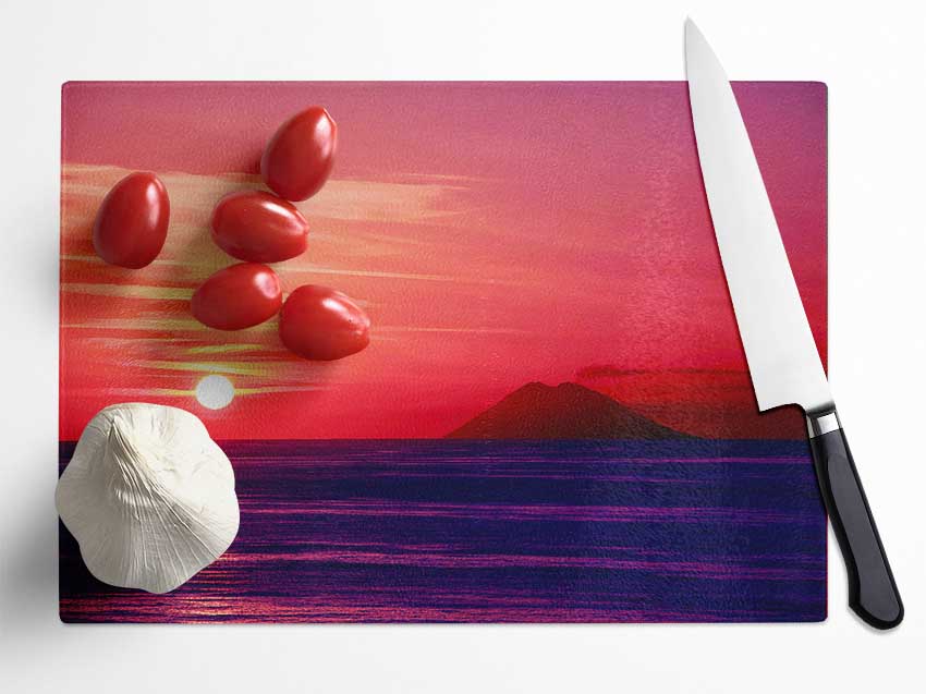 Sunset Just Before Night Falls Glass Chopping Board