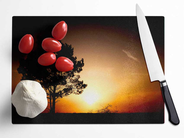 Sunrise Tree Glass Chopping Board