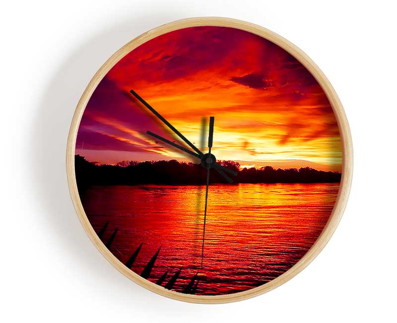 Red Mountain Lake 02 Clock - Wallart-Direct UK