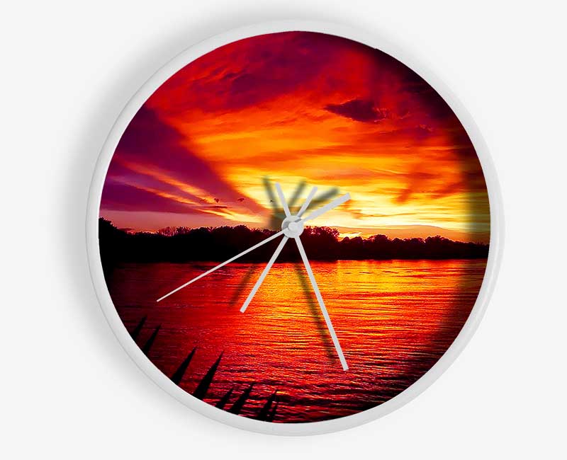 Red Mountain Lake 02 Clock - Wallart-Direct UK