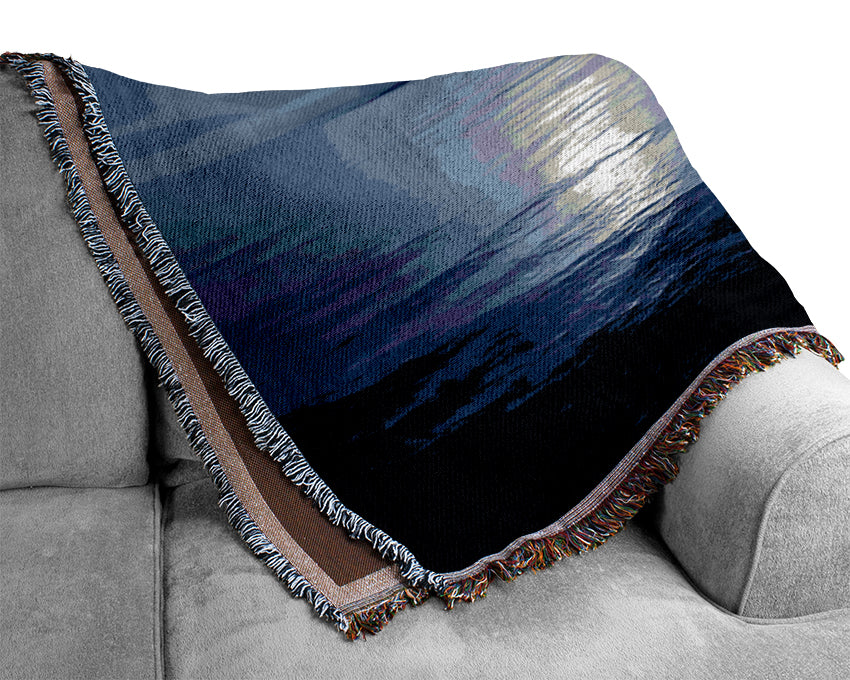 Reflecting Rays Blue Purple 02 Woven Blanket