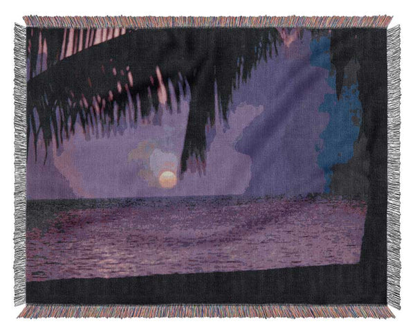 Sun Down Palm Purple Woven Blanket