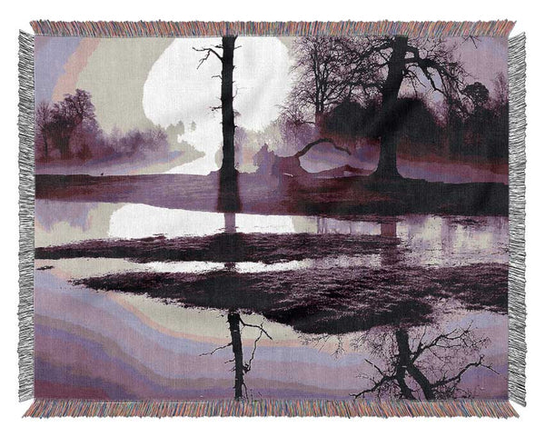 Sunset Forest Waters Purple Woven Blanket