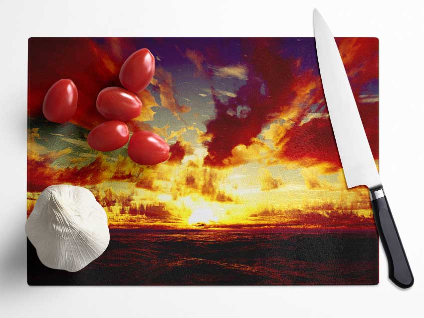 Day Break Clouds Glass Chopping Board