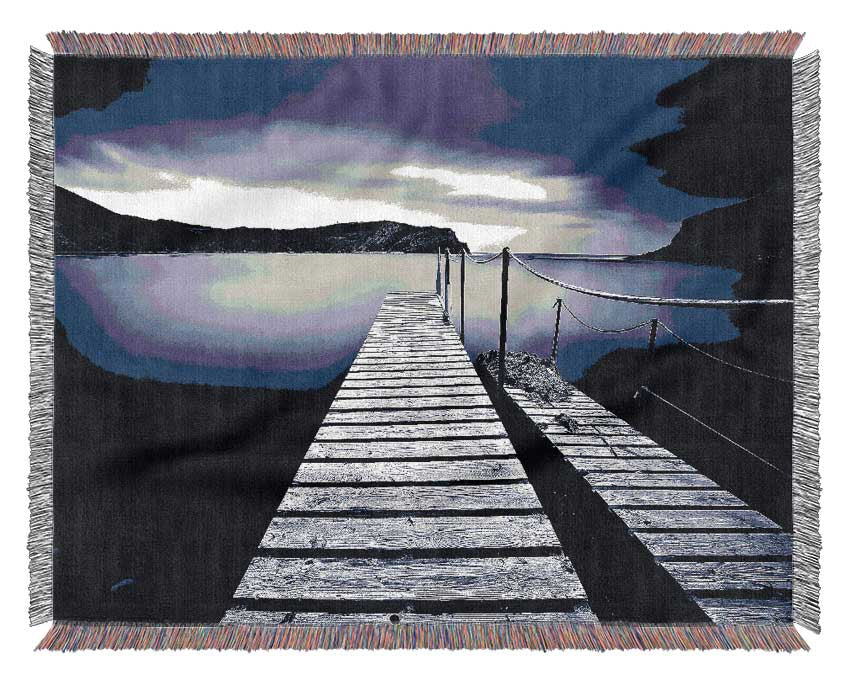 Abstract Pier Purple Woven Blanket