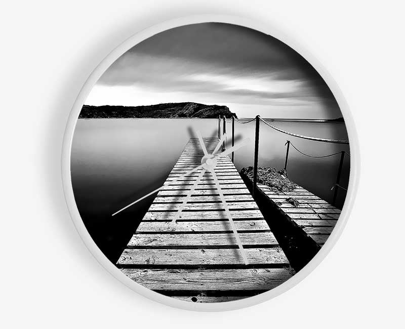 Abstract Pier B n W Clock - Wallart-Direct UK