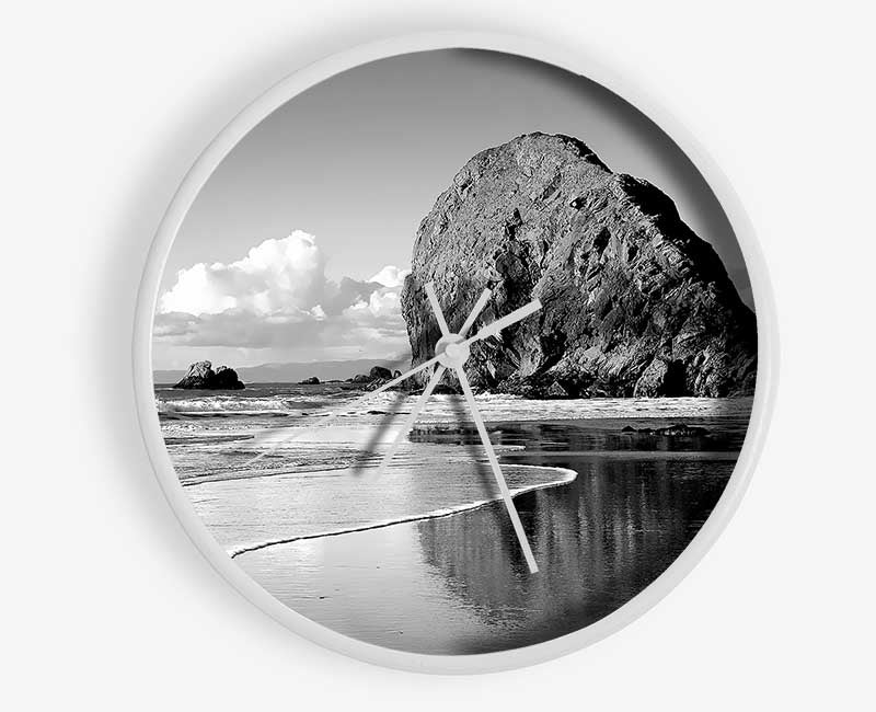 Beach Rocks B n W Clock - Wallart-Direct UK