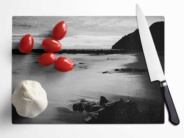 Sunset Tides B n W Glass Chopping Board