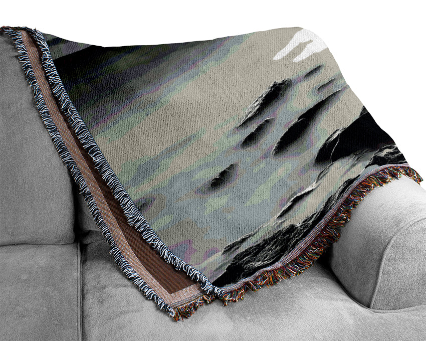 Ocean Mist Reflections B n W Woven Blanket