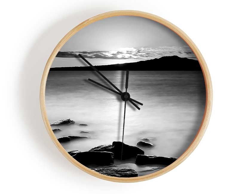 Ocean Mist Reflections B n W Clock - Wallart-Direct UK