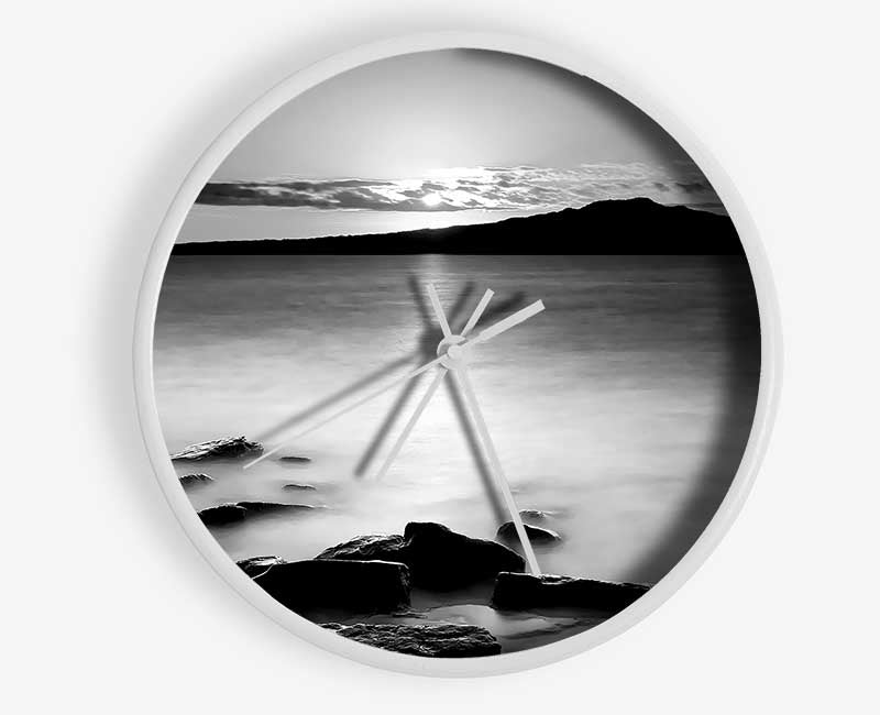 Ocean Mist Reflections B n W Clock - Wallart-Direct UK