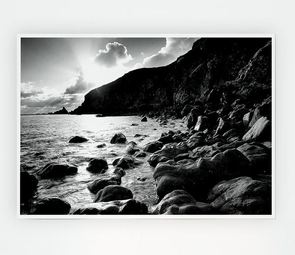 Cornwall Waters B N W Print Poster Wall Art