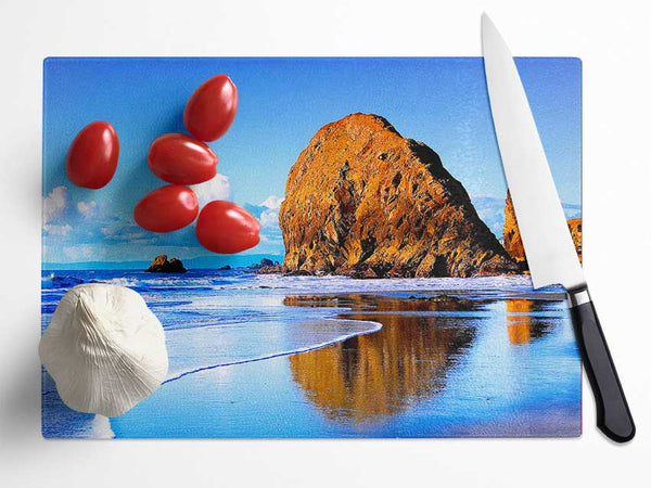 Beach Rocks Glass Chopping Board