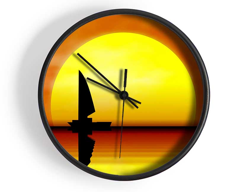 Boat Sailing In The Sunset Clock - Wallart-Direct UK