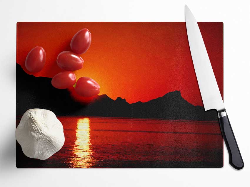 Coastal Sundown Glass Chopping Board