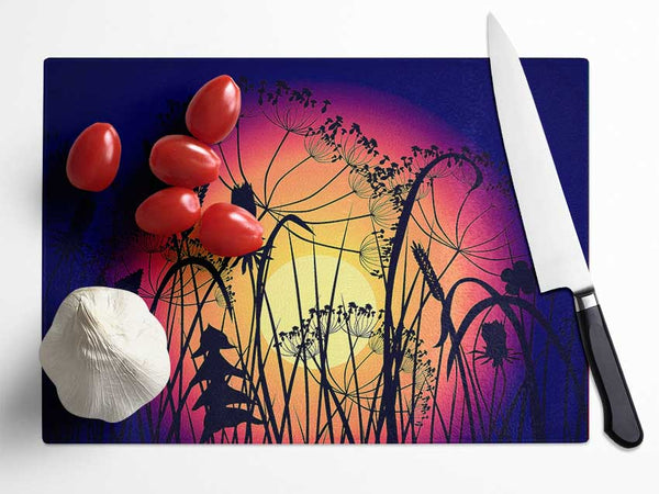 Flower Sun Glow Glass Chopping Board