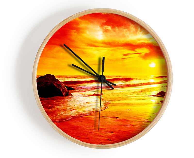 Blazing Orange Seas Clock - Wallart-Direct UK