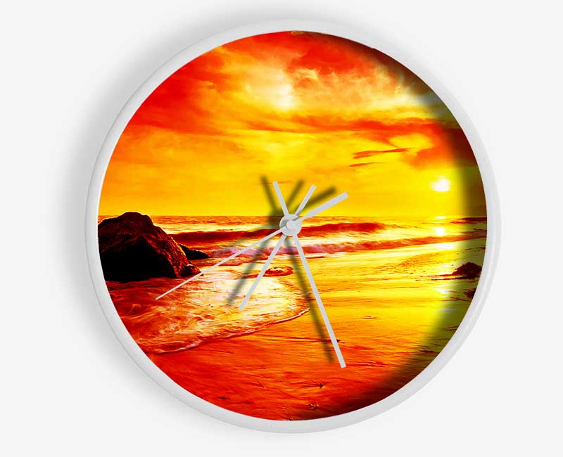 Blazing Orange Seas Clock - Wallart-Direct UK