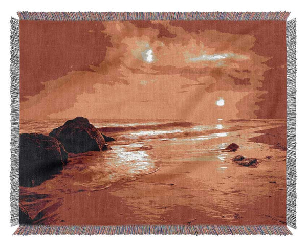 Blazing Orange Seas Woven Blanket