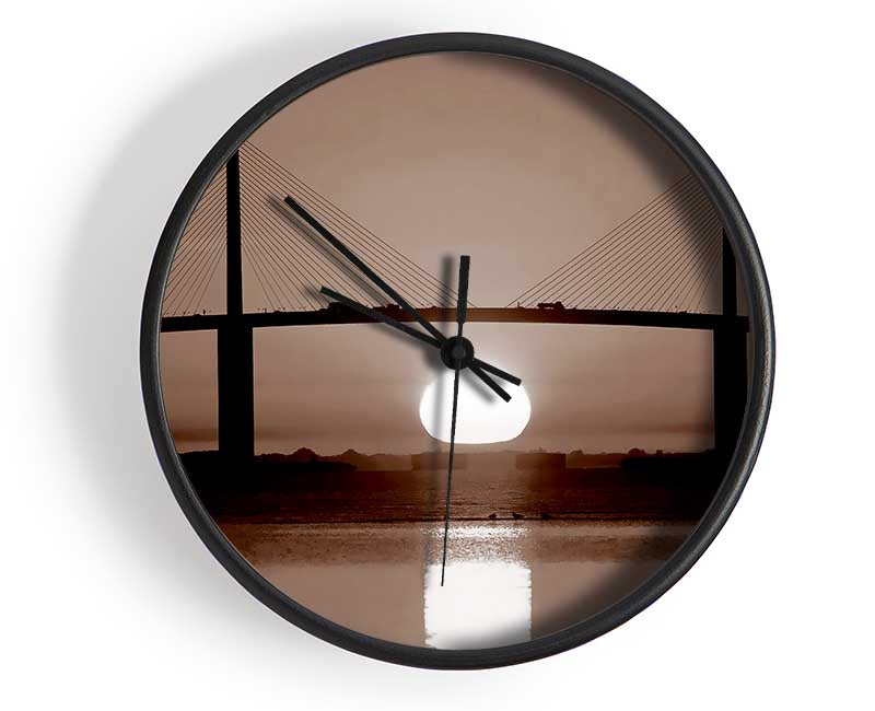 Distant Bridge Sundown Chocolate Clock - Wallart-Direct UK