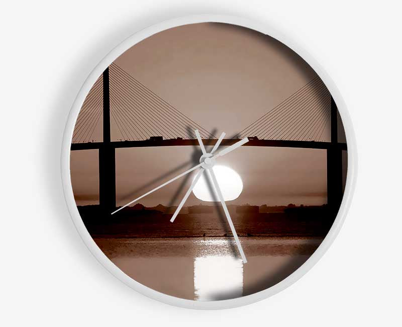 Distant Bridge Sundown Chocolate Clock - Wallart-Direct UK