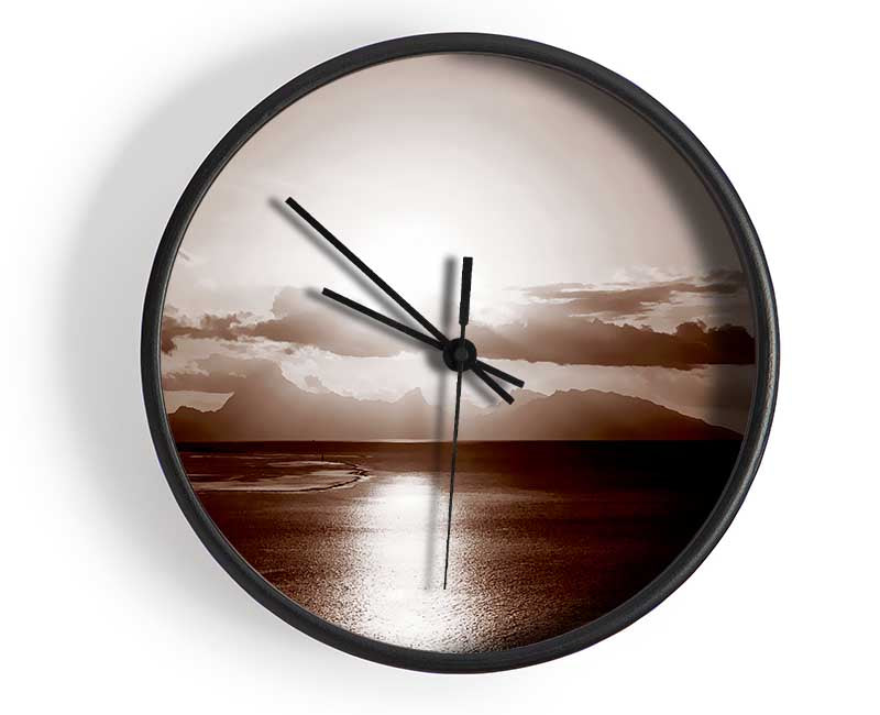 Chocolate Ocean Reflections Clock - Wallart-Direct UK