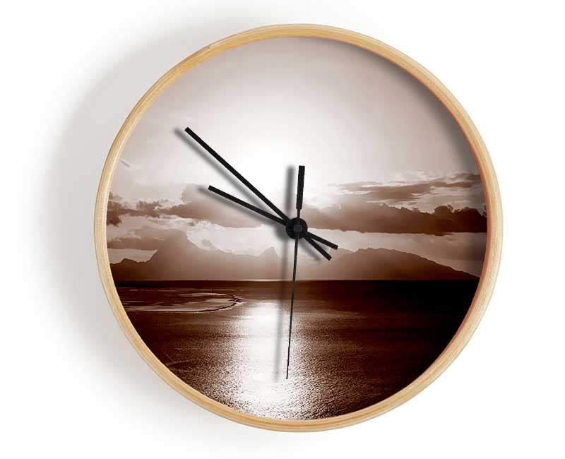 Chocolate Ocean Reflections Clock - Wallart-Direct UK