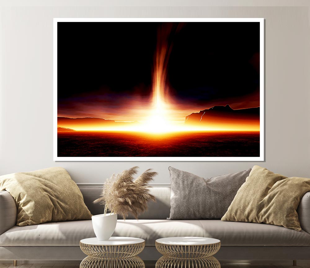 Blazing Sun Star Print Poster Wall Art