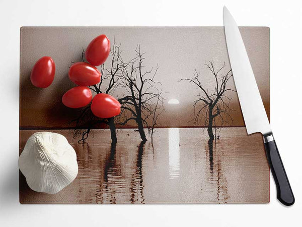 Chocolate River Tree Glass Chopping Board