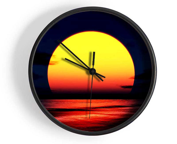 Huge Golden Sun Over Ocean Clock - Wallart-Direct UK