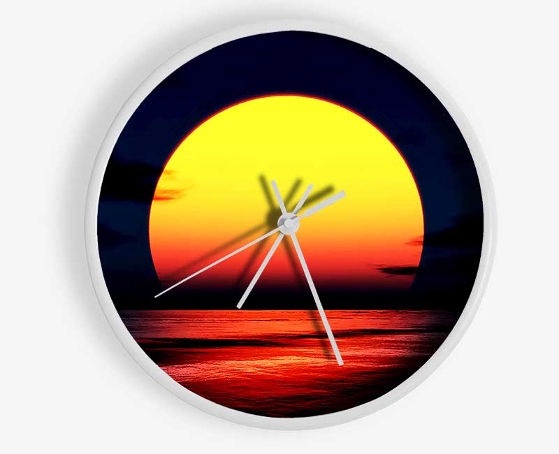 Huge Golden Sun Over Ocean Clock - Wallart-Direct UK