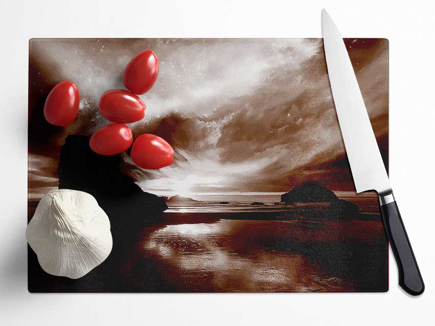 Chocolate Storm Skys Glass Chopping Board