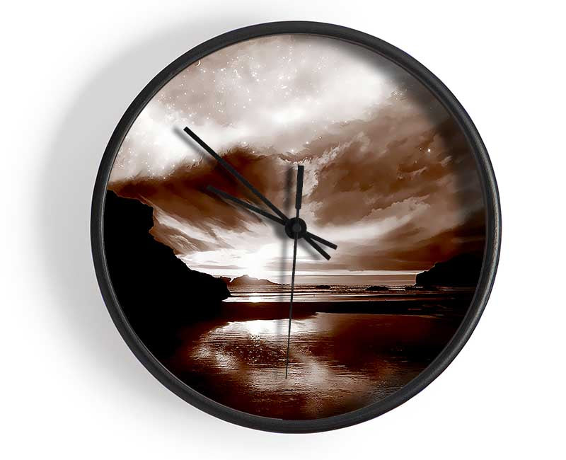 Chocolate Storm Skys Clock - Wallart-Direct UK