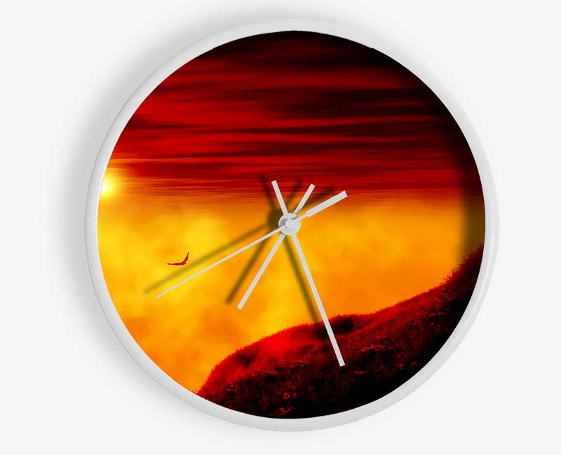 Red Sky Above The Clouds Clock - Wallart-Direct UK