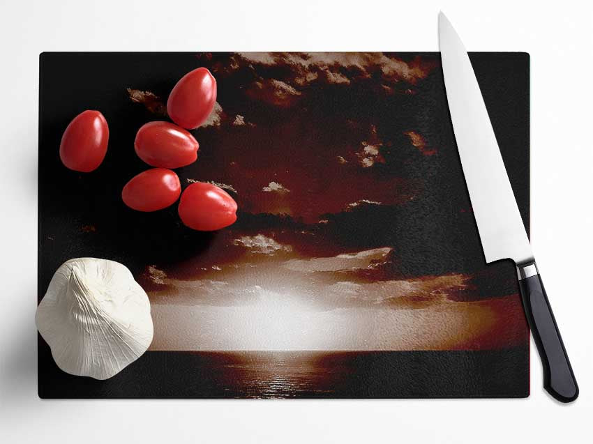 Chocolate Sun Clouds Glass Chopping Board