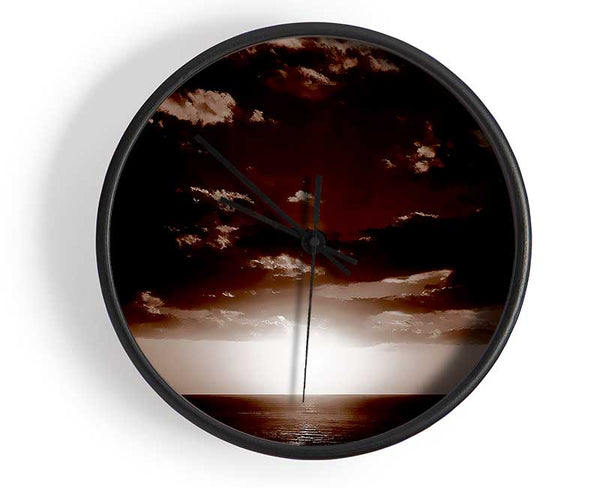 Chocolate Sun Clouds Clock - Wallart-Direct UK