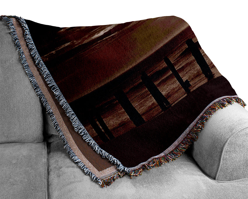 Chocolate Ocean Walk Woven Blanket