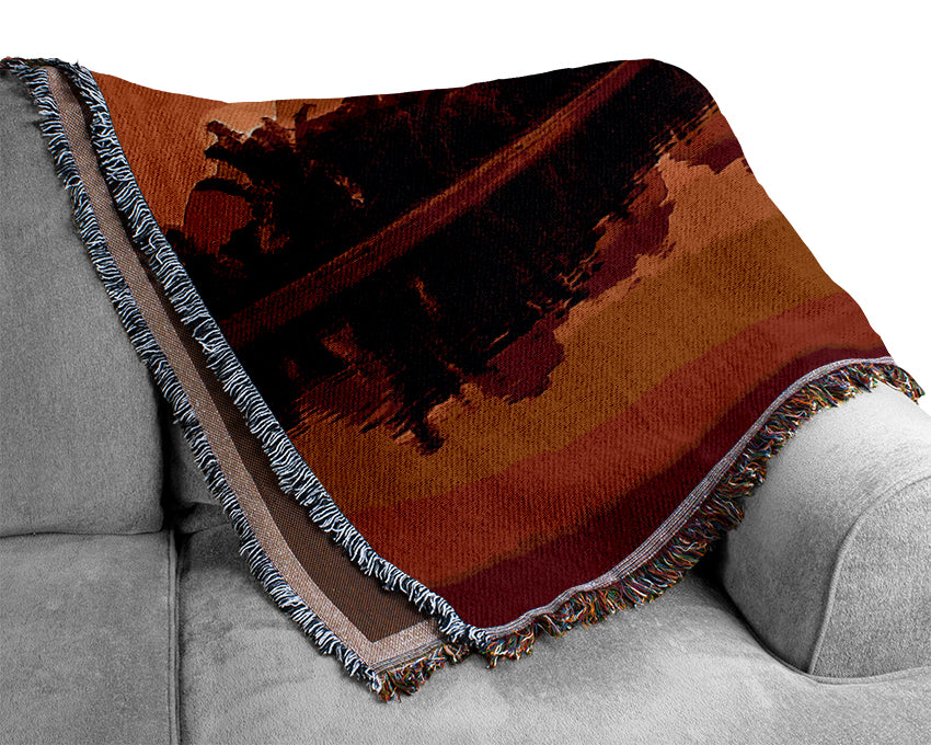 Fisherman Reflection Caramel Woven Blanket