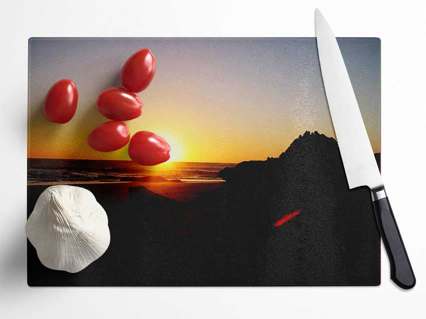 The Sun At Dusk Glass Chopping Board