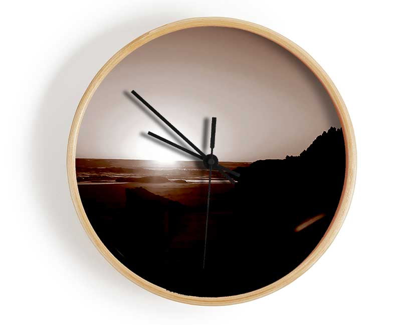 Chocolate Sunrays Clock - Wallart-Direct UK