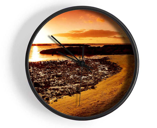 Ochre Ocean Sunset Clock - Wallart-Direct UK