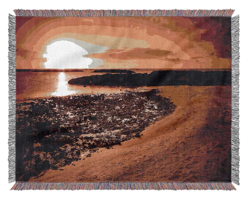 Ochre Ocean Sunset Woven Blanket