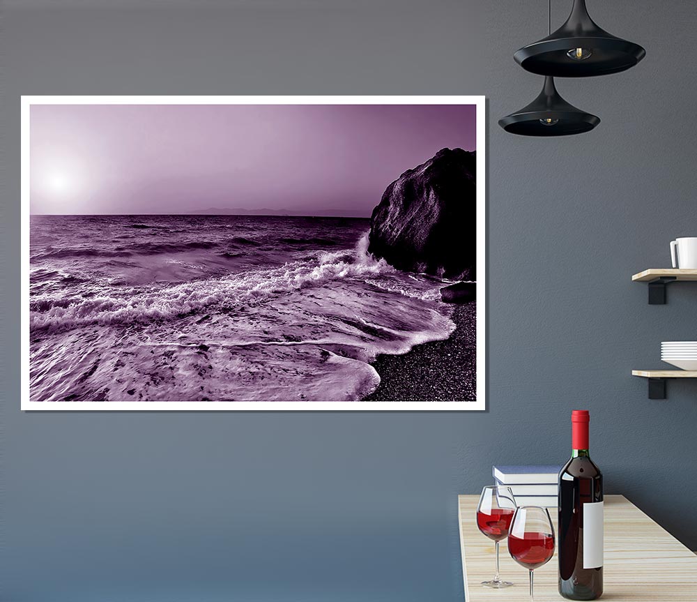 Lilac Ocean Sun Print Poster Wall Art