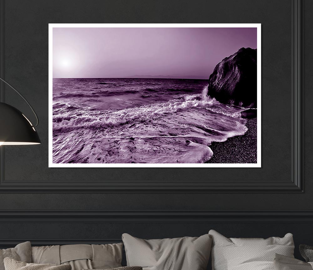 Lilac Ocean Sun Print Poster Wall Art