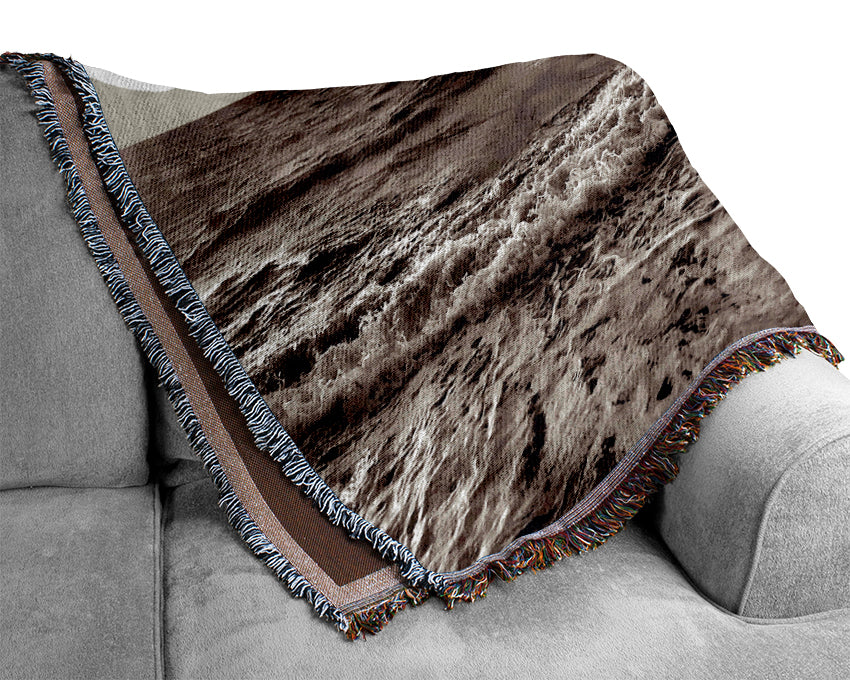 Chocolate Ocean Sun Woven Blanket